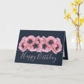 Carte Chic Floral Bouquet Pink Poppy Botanical Birthday (Fleur jaune)