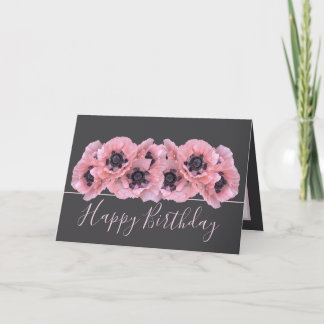 Carte Chic Floral Bouquet Pink Poppy Botanical Birthday