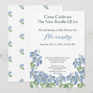 Carte Chic Floral Columbine Blue Boy Baby shower