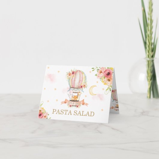 Carte Chic Floral Hot Air Balloon Animaux Alimenta (Devant)