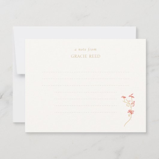 Carte Chic Floral Mariage Linked Note manuscrite (Devant)