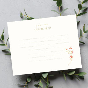 Carte Chic Floral Mariage Linked Note manuscrite