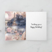 Carte Chic Français Rose Bleu Paris Tour Eiffel Annivers (Intérieur)