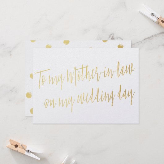 Carte Chic Gold "À ma belle-mère le jour de mon mariage" (Devant/Arrière en situation)