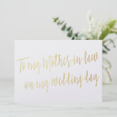 Carte Chic Gold "À ma belle-mère le jour de mon mariage" (Debout devant)