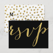 Carte Chic Gold et Black RSVP (Devant / Derrière)