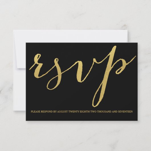 Carte Chic Gold et Black RSVP (Devant)