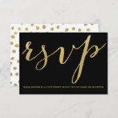 Carte Chic Gold et Black RSVP (Devant / Derrière)