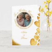Carte Chic Gold Heart 50e anniversaire de Mariage (Fleur jaune)