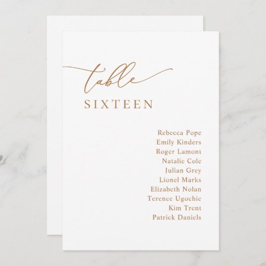 Carte Chic Gold Minimalist Mariage de siège (Devant / Derrière)