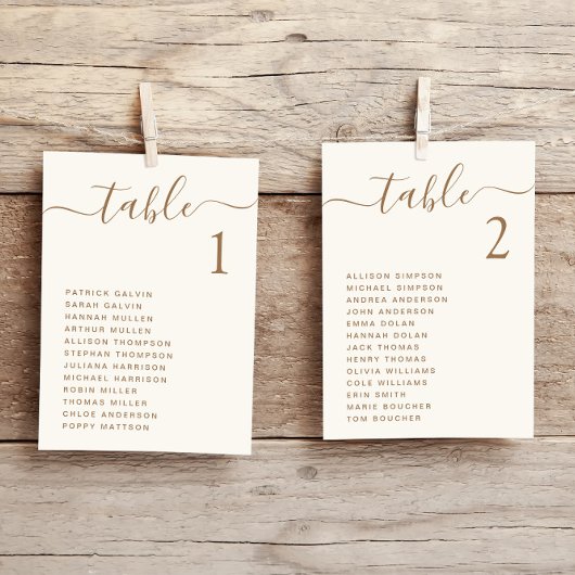 Carte Chic Gold Script Cream Mariage Seing Chart