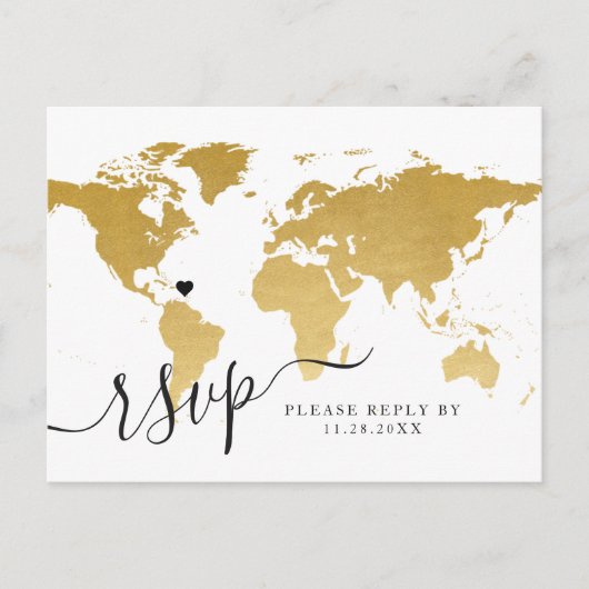 Carte Chic Gold World avec carte postale Heart RSV (Devant)