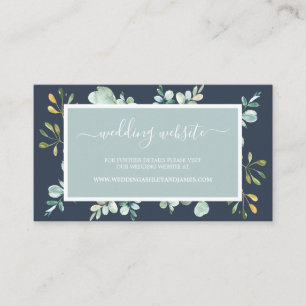 Carte Chic Green Foliage Mariage bleu foncé