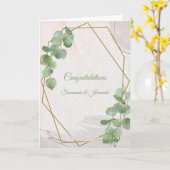 Carte Chic Green Gold Greenery Félicitations Mariage (Fleur jaune)