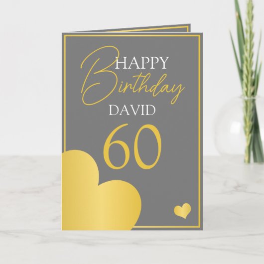 Carte Chic Grey and Gold Husband 60e anniversaire (Devant)