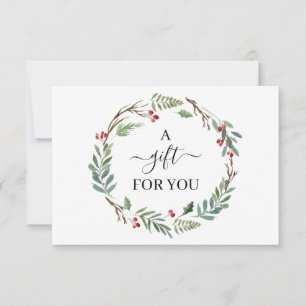 Carte Chic Holly Berry & Feuille Wreath Certificat cadea