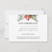 Carte Chic Holly Berry & Feuille Wreath Certificat cadea (Dos)