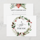 Carte Chic Holly Berry & Feuille Wreath Certificat cadea (Devant / Derrière)