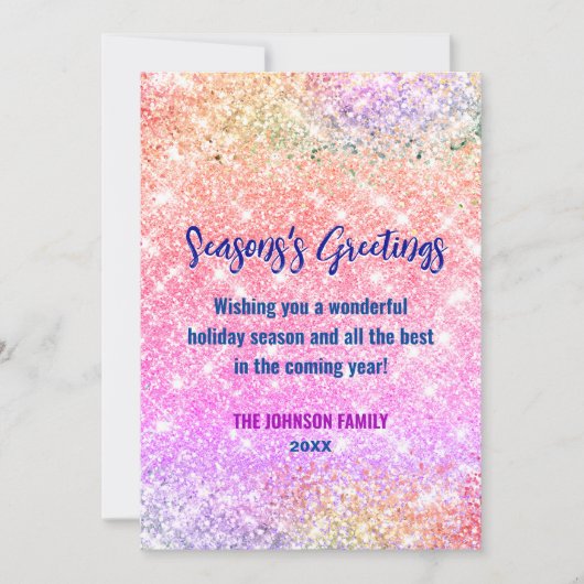 Carte Chic iridescente ombre parties scintillant Noël no (Devant)