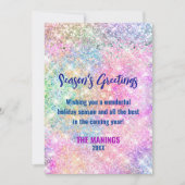 Carte Chic iridescente rose parties scintillant Noël nou (Devant)