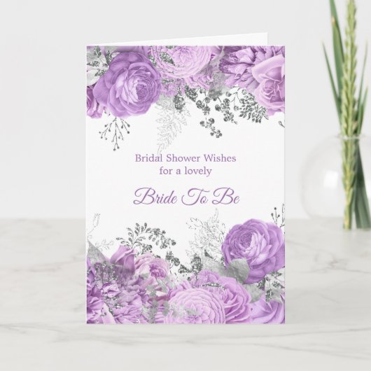 Carte Chic Lilac Fête des mariées florale argent (Devant)