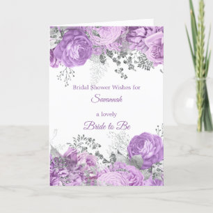 Carte Chic Lilac Silver Nom Floral Fête des mariées