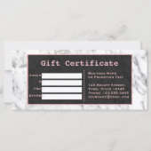 Carte Chic Marbre blanc Rose Gold Certificat cadeau (Dos)