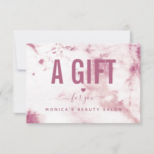 Carte Chic Marbre rose Élégant Glam Beauté Salon Moderne (Devant)