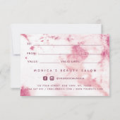 Carte Chic Marbre rose Élégant Glam Beauté Salon Moderne (Dos)