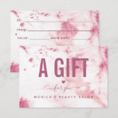 Carte Chic Marbre rose Élégant Glam Beauté Salon Moderne (Devant / Derrière)