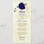carte chic mariage à fleurs d'or bleu royal (Devant)
