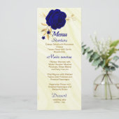 carte chic mariage à fleurs d'or bleu royal (Debout devant)