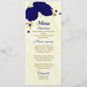 carte chic mariage à fleurs d'or bleu royal (Devant)