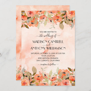 Carte Chic Mariage Floral Aquarelle Tout en un Invitatio