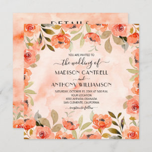 Carte Chic Mariage Floral Aquarelle Tout en un Invitatio