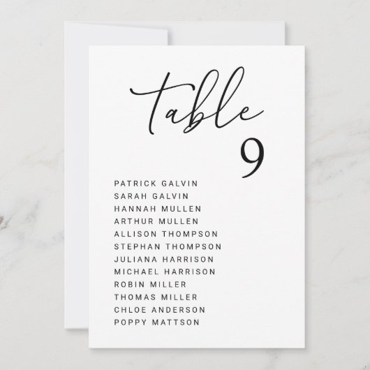 Carte Chic Mariage Table de siège Carte graphique (Devant)