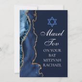 Carte Chic Mazel Tov Bleu Marine Or Custom Bat Mitzvah (Devant)