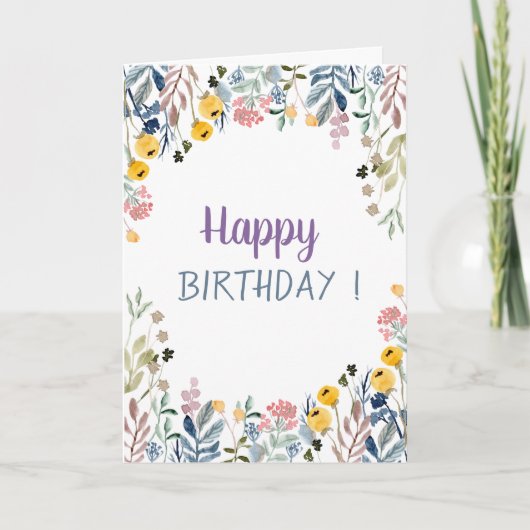 Carte Chic Meadow Floral Anniversaire (Devant)