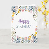 Carte Chic Meadow Floral Anniversaire (Fleur jaune)