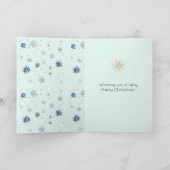 Carte Chic Mint Blue Snowflakes Black Hair Female (Intérieur)