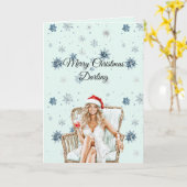 Carte Chic Mint Blue Snowflakes Blond Hair Female (Fleur jaune)