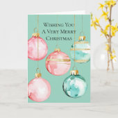 Carte Chic Mint rose or ornements de Noël (Fleur jaune)