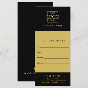 Carte Chic Modern Business Certificat cadeau avec logo
