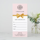 Carte Chic Modern Business Gift Certificate with Logo (Debout devant)