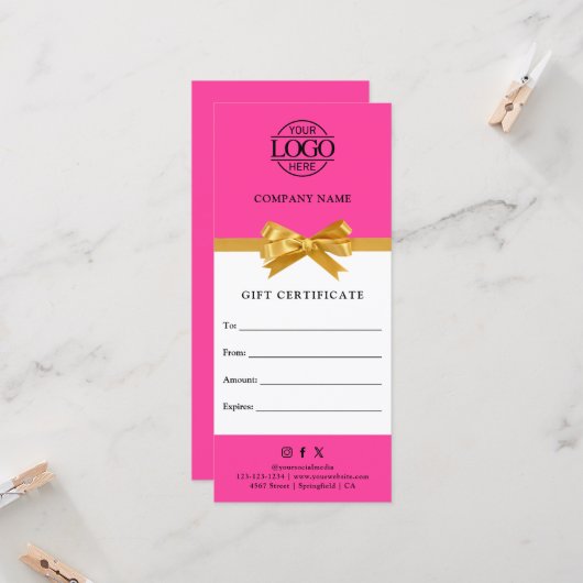 Carte Chic Modern Business Gift Certificate with Logo (Devant/Arrière en situation)