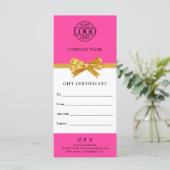 Carte Chic Modern Business Gift Certificate with Logo (Debout devant)