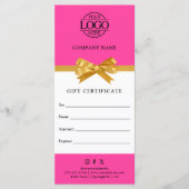 Carte Chic Modern Business Gift Certificate with Logo (Devant)