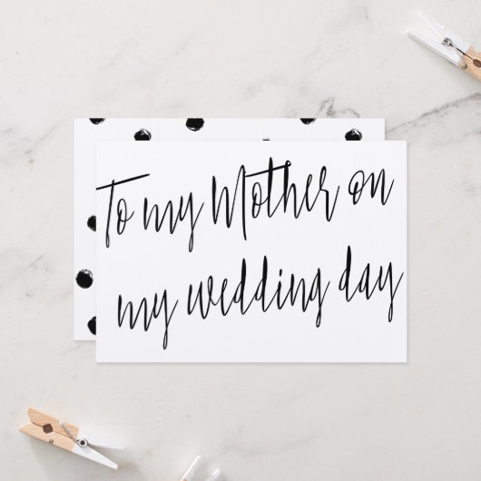 Carte Chic moderne "À ma mère le jour de mon mariage" (Devant/Arrière en situation)