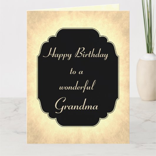 Carte Chic moderne noir et crème Grandma d'anniversaire (Devant)