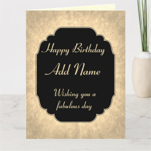 Carte Chic moderne noir et or Joyeux Anniversaire Ajoute